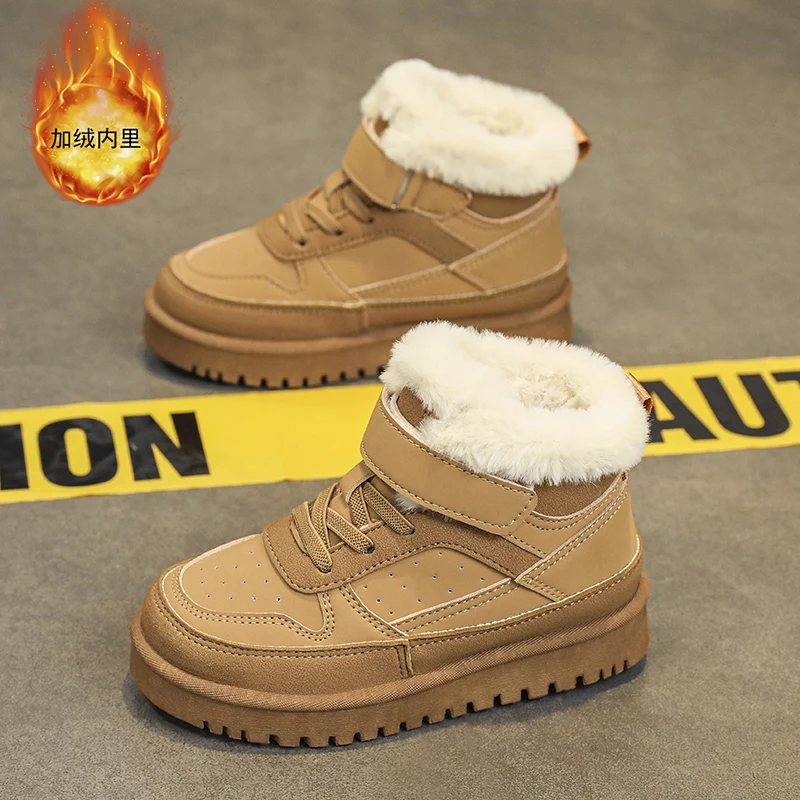 

Kids Winter Outdoor Cotton shoes Children's Snow Boot Plush Student School Shoes Boys Girls Fashion Non-slip Platform sneakers