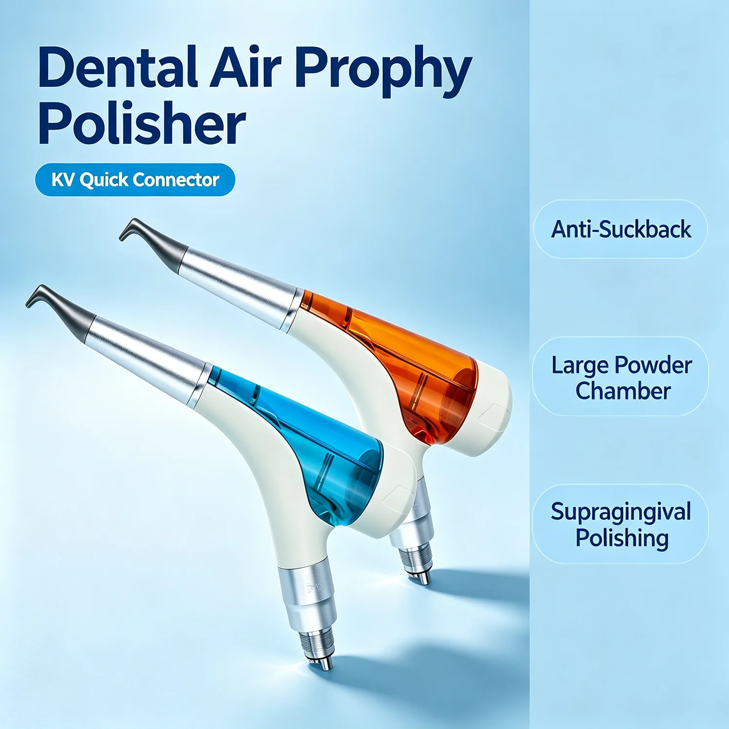 Dental Air Polisher Prophy Jet with KV Quick Connector Large Powder Chamber Anti-backflow Autoclavable for Teeth Cleaning