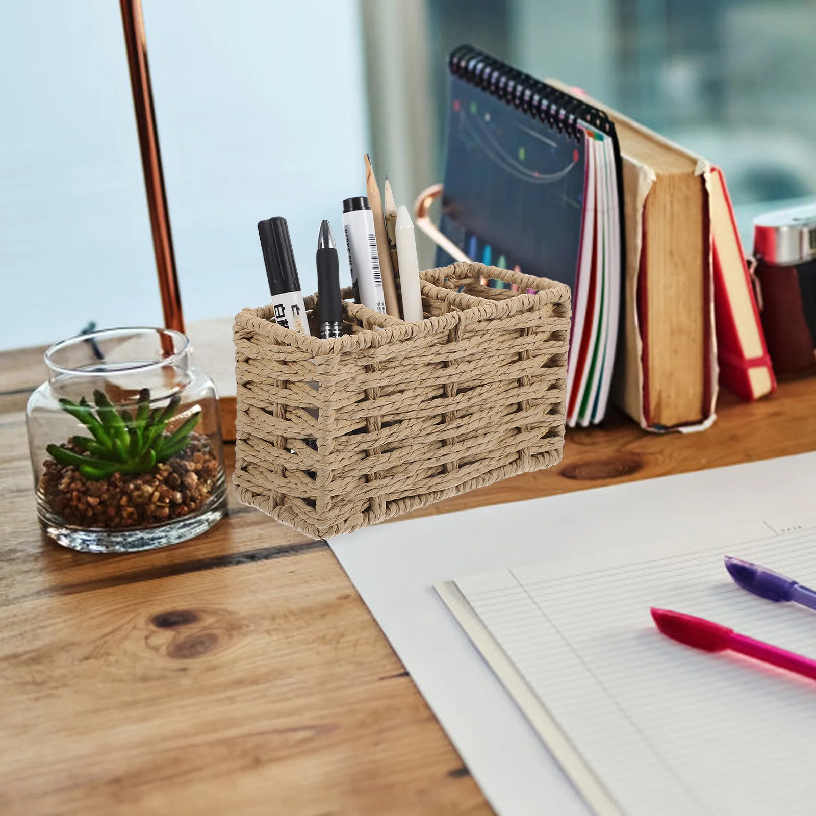 

Paper String Utensil Holder Large Capacity Cutlery Organizer Kitchen Storage Bucket Multipurpose Silverware Flatware Holder