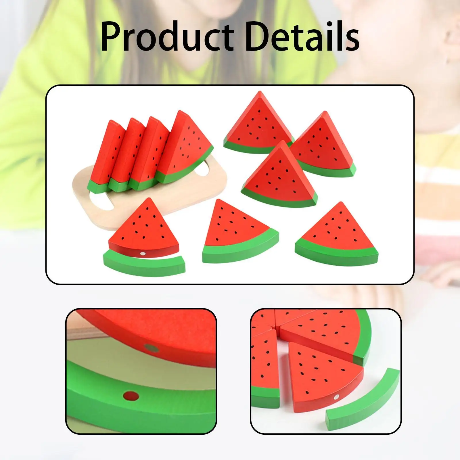 شرائح البطيخ الخشبية ديكور حفلات المطبخ المنزلي الحلي التعليمية كتل التنموية التظاهر اللعب ألعاب طعام الفاكهة