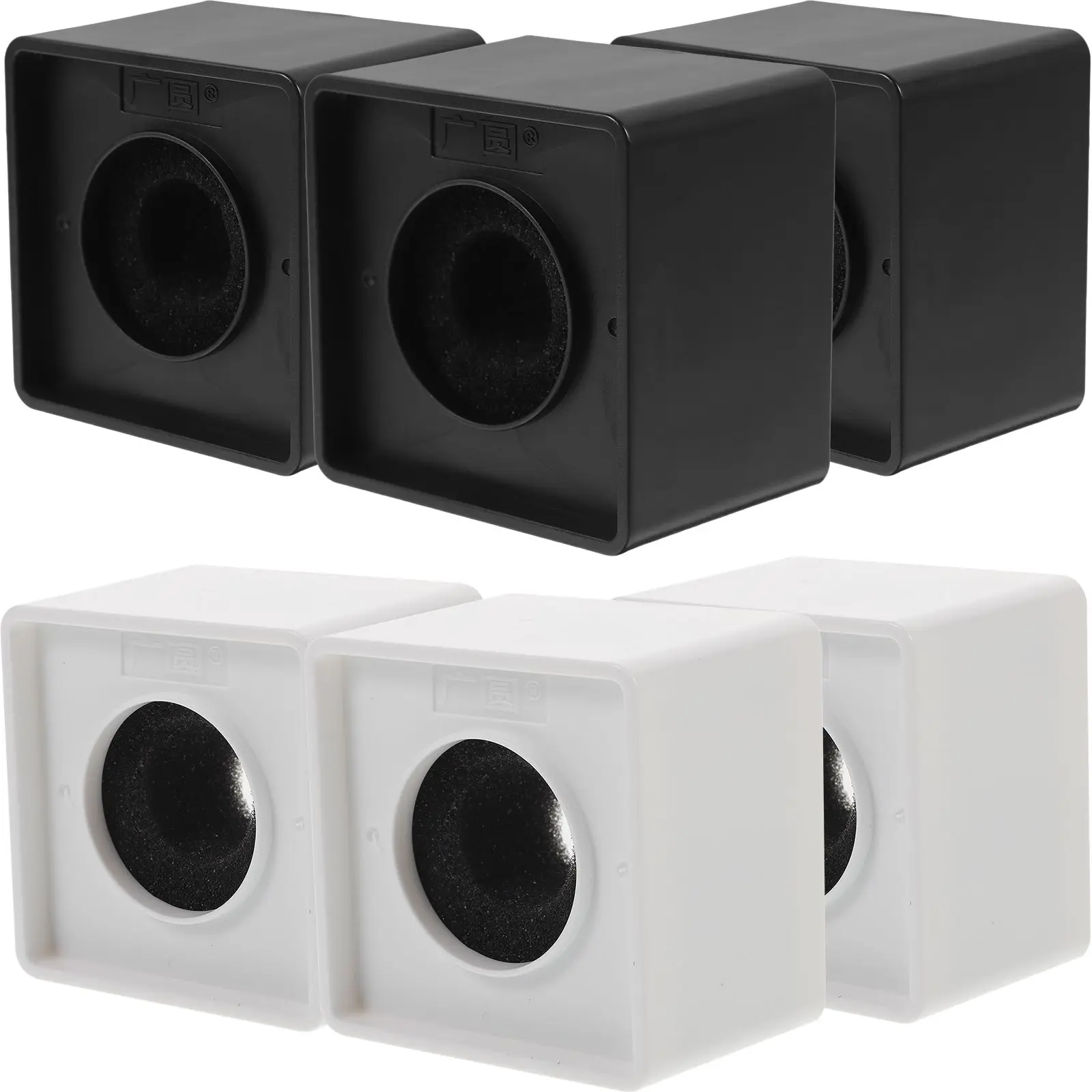 

6 Pcs Microphone Stand Cover Interview Conference Flag Cube Black White ABS Material Square Corner DJ Equipment Accessories