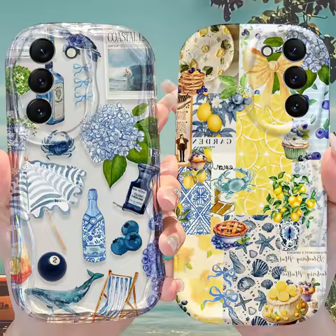 Lemon Cocktail Case for Samsung Galaxy S25 S24 S23 S22 S21 Ultra Plus S20 FE A73 A72 A71 A56 A55 A54 5G A52 A52S A51 4G Cover