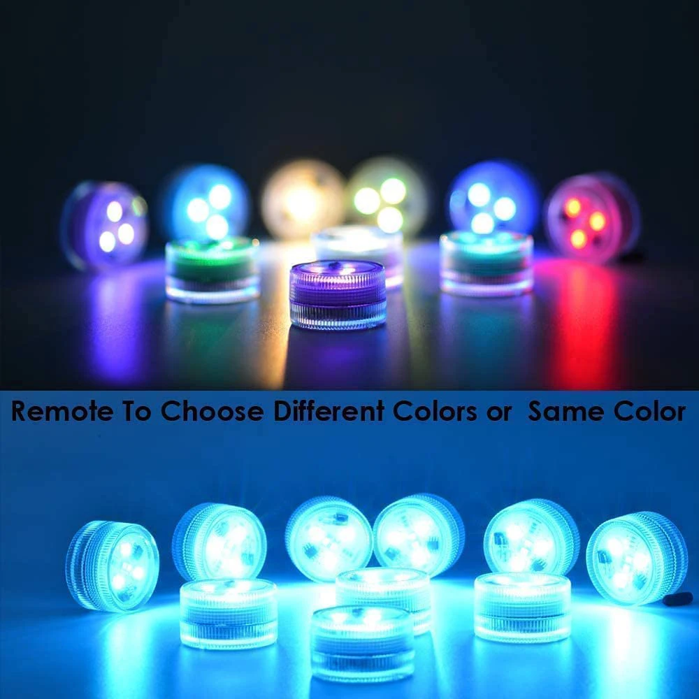 Mini Submersible Led Lights with Remote Small Underwater Tea Light Candles Waterproof Flameless Accent Lamp Vase Pool Lantern