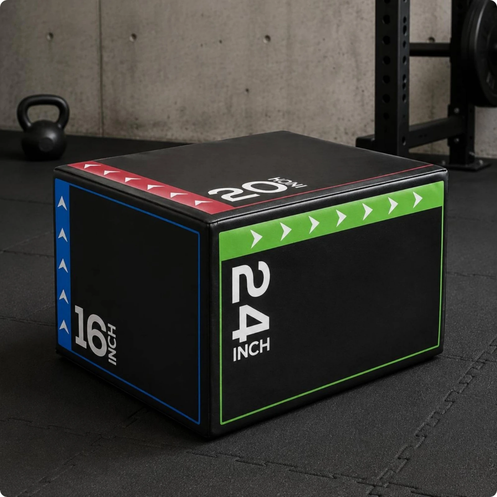 Soft Fitness Jump Box Printed Inch Markings Padded Jump Box Exercise Equipment Black Portable