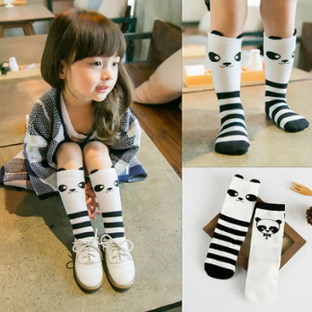 

Baby Girls Knee High Moustache Silk Kids Socks Panda Cartoon Cotton Legs Warm Boy Sock Infant Spring Autum Clothing 2pair/lot