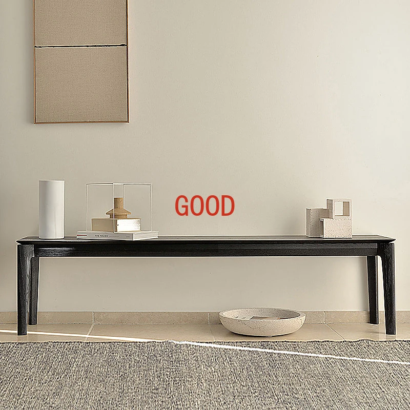 

Modern Light Luxury Long Bench Restaurant Solid Wood Stool Stool Single Stool Black Long Bench