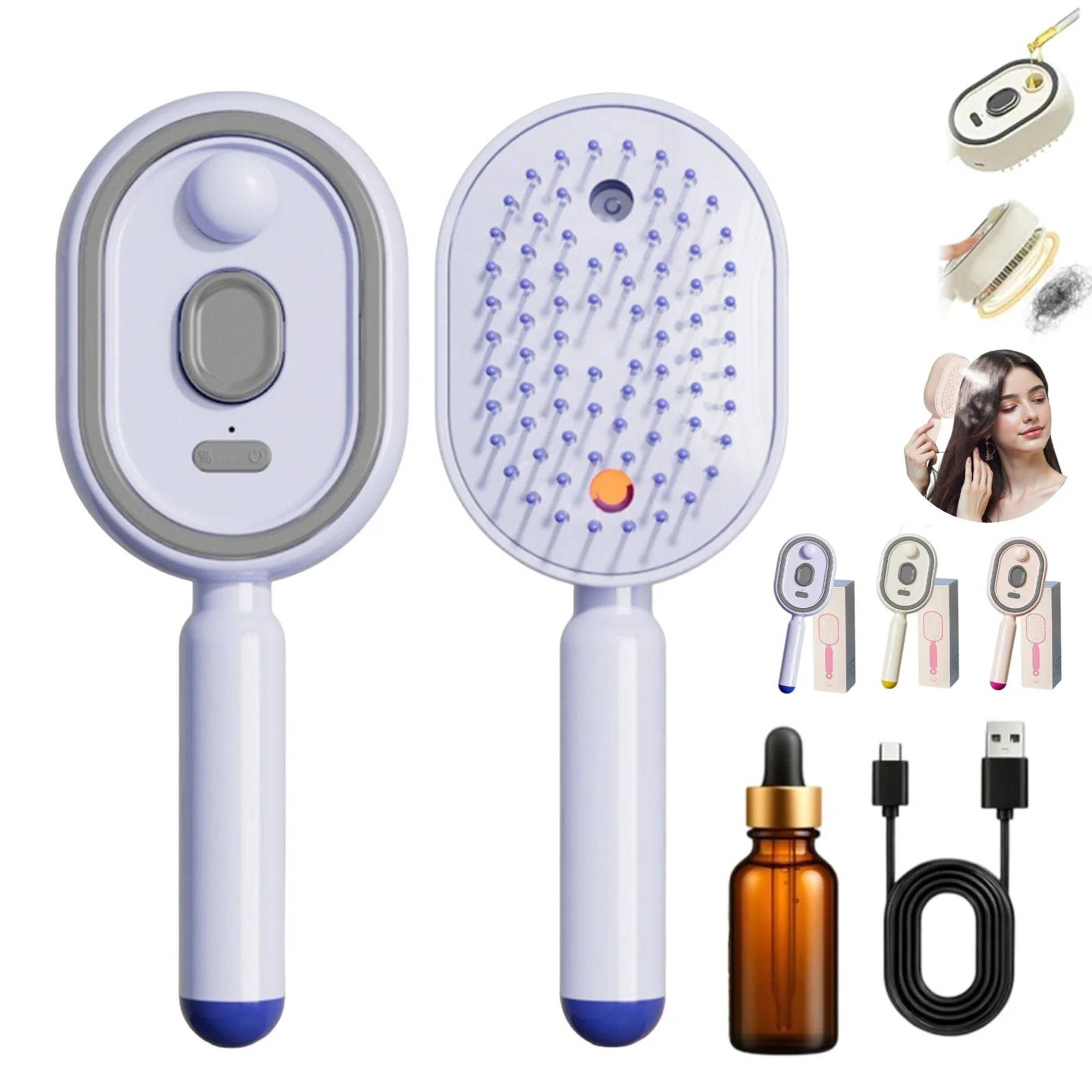 Multi-Functional Massage Spray Comb Anti-Static & Detangling Portable Hair Care Sprayer Hairs Massage Combs for All Hair Types
