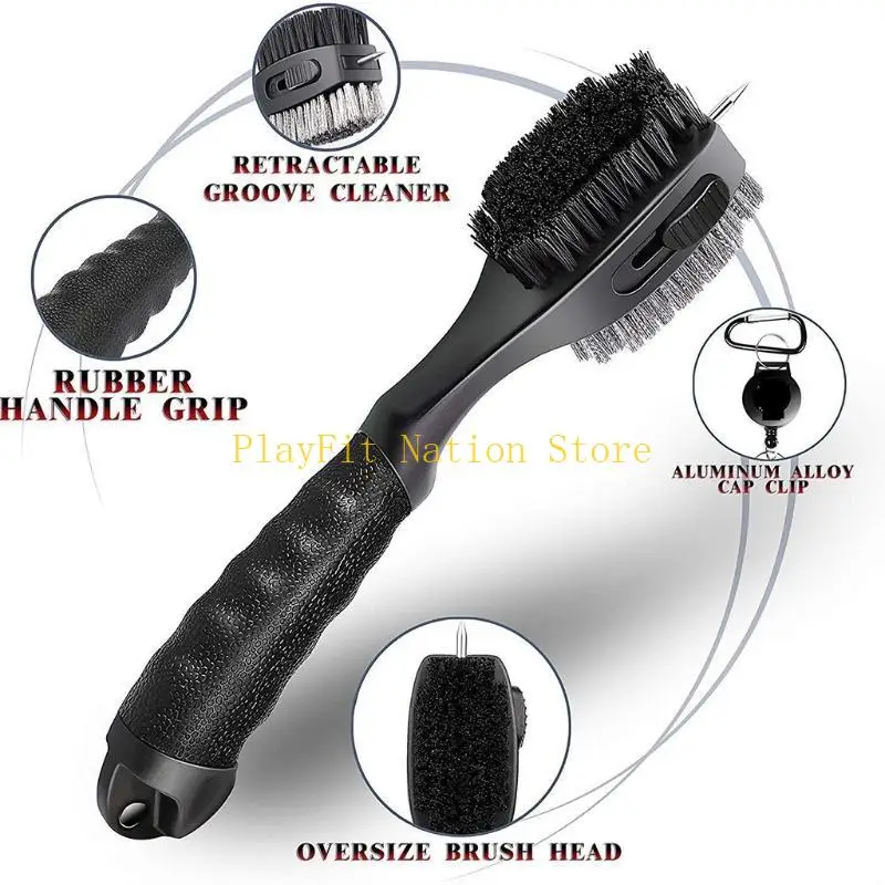 فرشاة نادي الجولف 242F، مضرب قضيب الجولف، مقبض قصير متين، منظف الأخدود على الوجهين