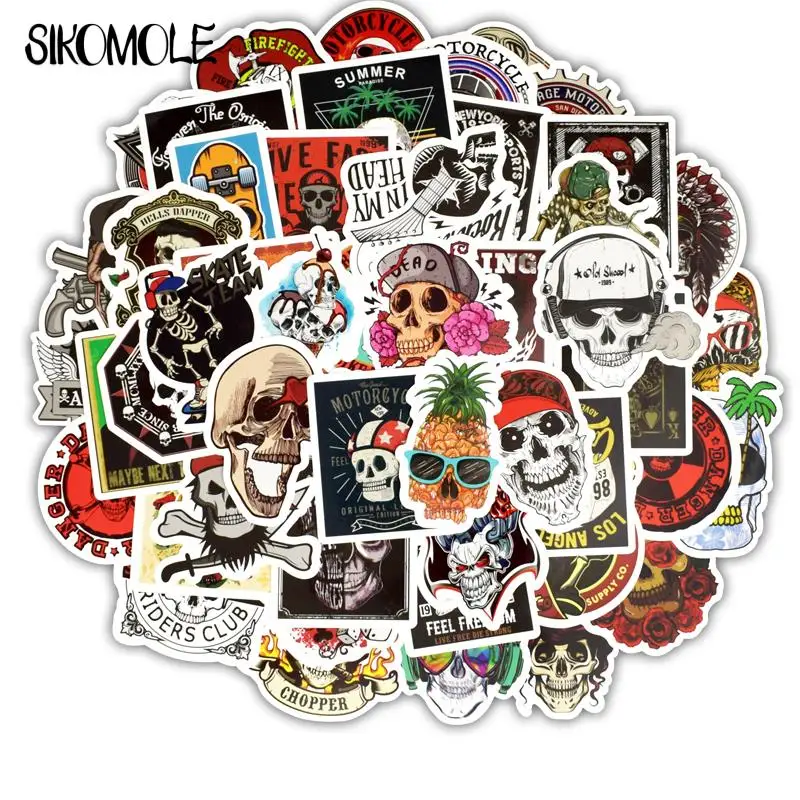 10/30/50pcs Skeleton Terror Sticker Rock Skull Graffiti Sticker DIY Toys Children Decals Stickers Scrapbooking Laptop Luggage F5