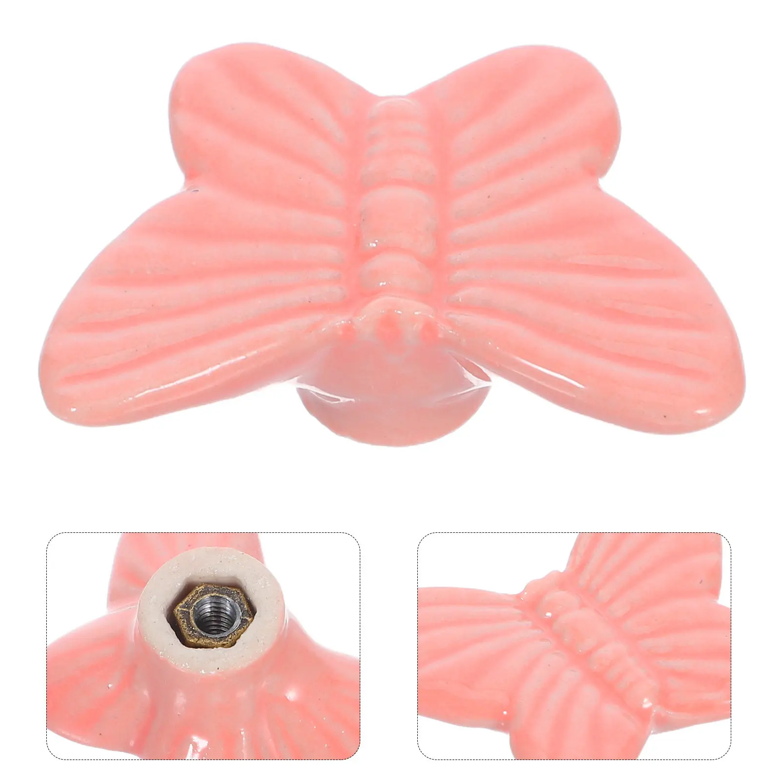 

6Pcs Ceramic Butterfly Drawer Pulls Single Hole Knobs for Kitchen Cabinet Wardrobe Dresser Decorative Furniture Handle Hardware