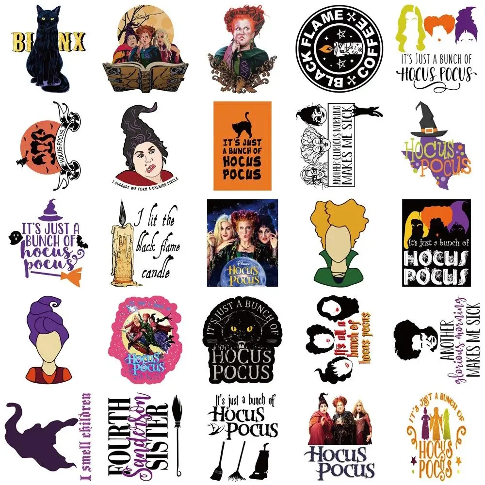 10/30/50/100pcs Horror Halloween Witch Hocus Pocus Stickers Disney Series Movie Decals DIY Phone Guitar Cartoon Graffiti Sticker