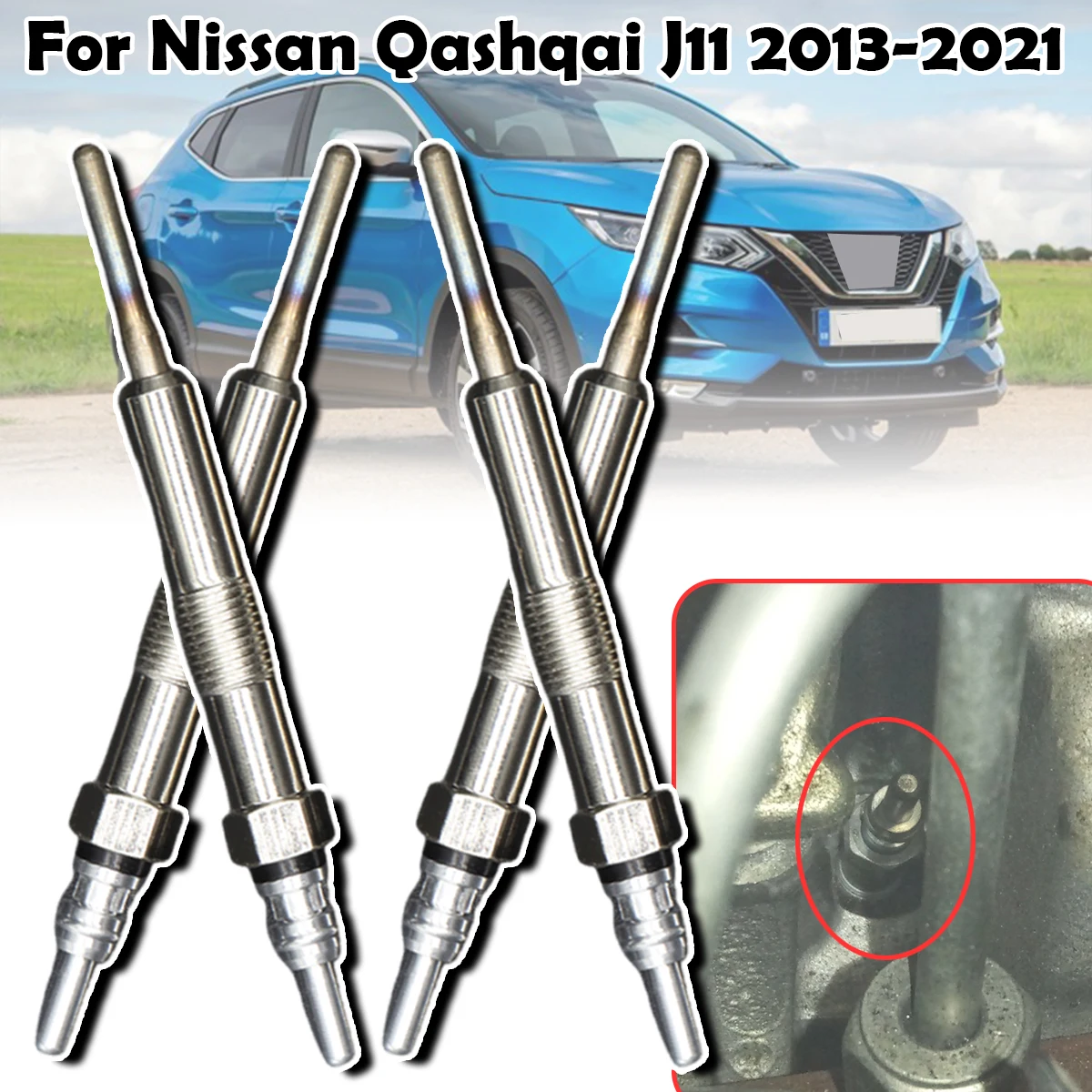 

4PCS Diesel Heater Nickel Plating Glow Plugs For Nissan Qashqai J11 1.5DCi 110655687R 8200682592 2013 2014 2015 2016 2017 - 2021