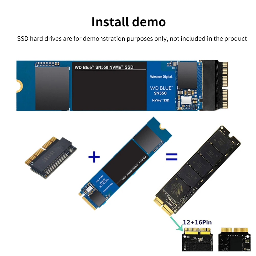 TISHRIC AIRNVME-N02 VER006S M.2 NVME KEY-M M.2 NGFF For MAC BOOK 2013-2017 SSD Riser Card M.2 KEY-M PCIE Interface