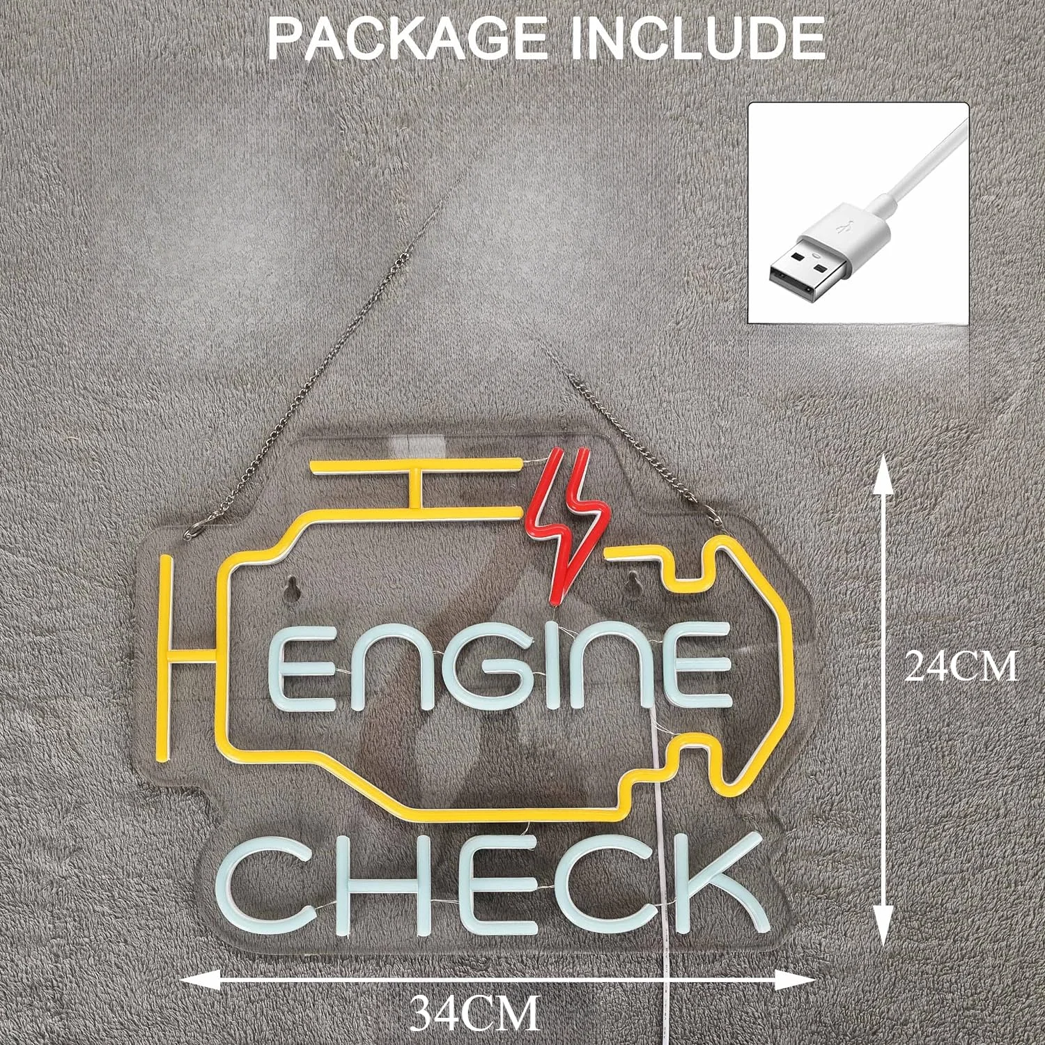 Engine Light Neon Sign LED Neon Light For Car Auto Repair Shop Garage Room Man Cave  USB Powered Neon Light  For Wall Decor