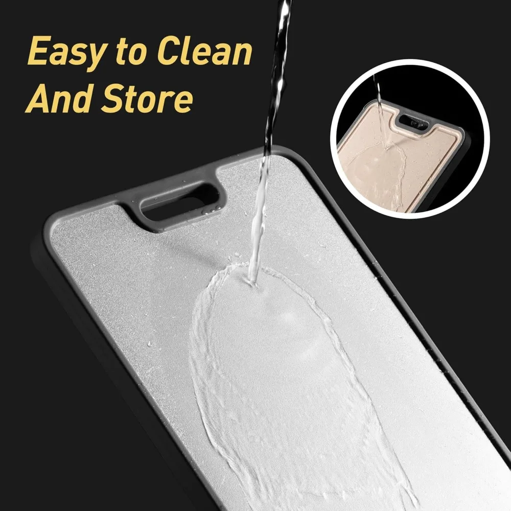 2-in-1 Titanium Kitchen Cutting Board with Handle - Non-Toxic Dual-Sided Chopping Board for Meat & Vegetables
