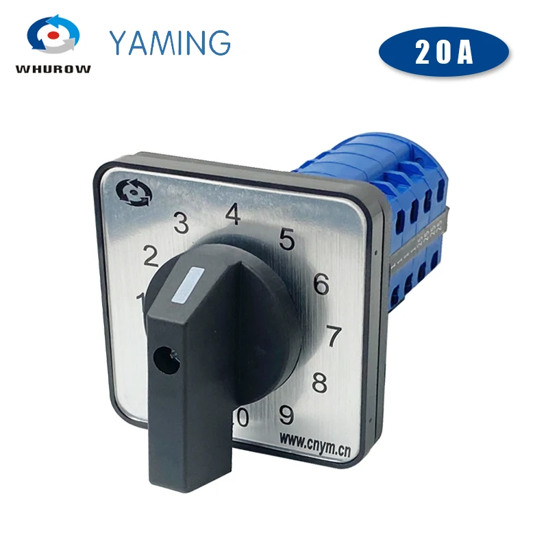 LW26-20/6 Rotary Cam Switch 64X64mm Panel Ui 690V 20A 6 Poles For Welding Machine 10 Position Silver Contact