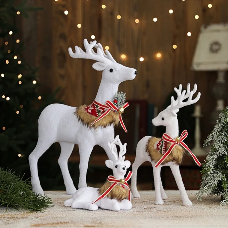 Realistic White Reindeer Figure Distinctive White Reindeer Figure Ornament For Home Or Office Christmas Decoration