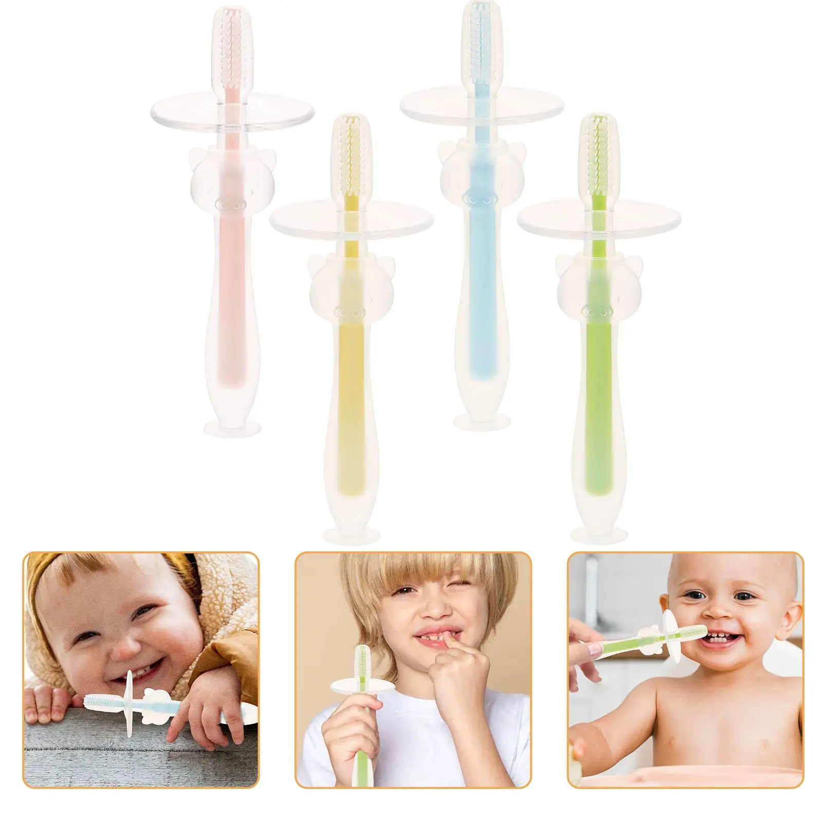 4 Pcs Baby Toothbrush Tongue Cleaning for Cross Colorful Set Teeth Silica Gel Supple Bristle