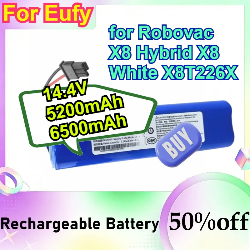 

For Robovac X8 Hybrid X8 White X8T226X for Eufy 14.4V 5200mAh 6500mAh Vacuum Cleaner Battery