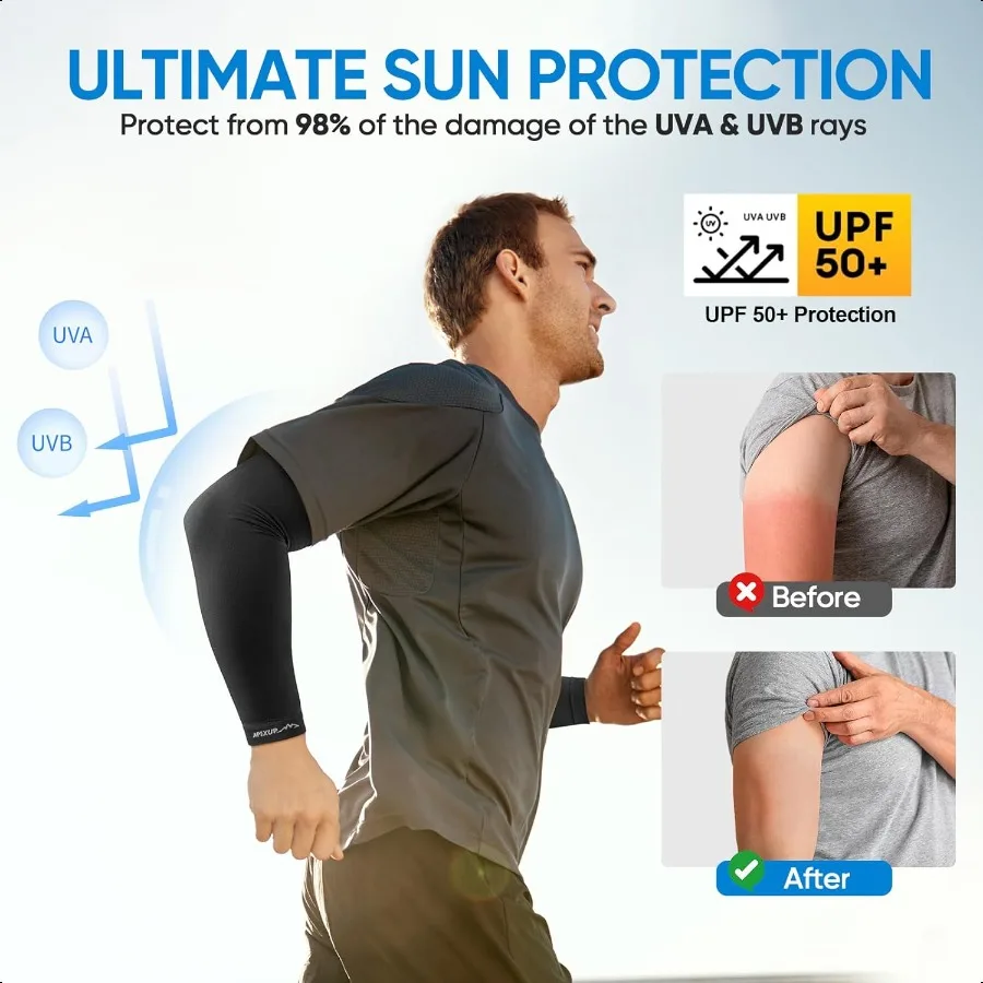 Cooling Arm Sleeves for Men Women UV Sun Protection UPF 50 Volleyball Arm Sleeves Comprion Sleeves for Outdoor