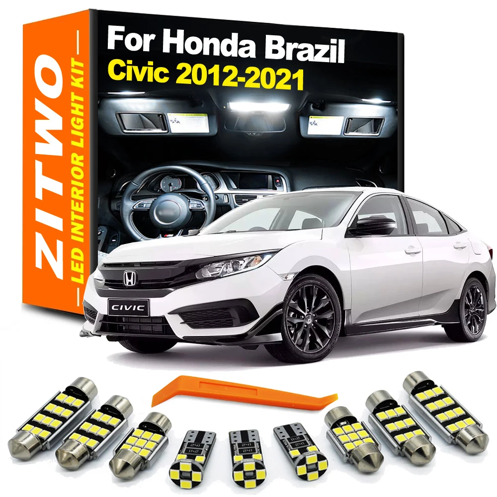 ZITWO For Brazil Mexico Chile Honda Civic 9th 10th Gen 2012-2015 2016 2017 2018 2019 2020 2021 LED Interior Light Plate Lamp Kit