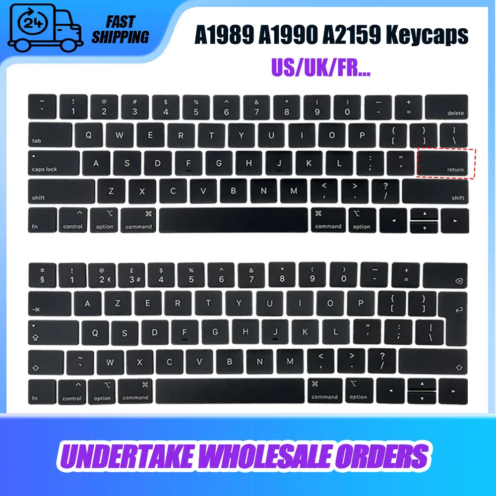 A1989 A1990 A2159 Keycaps US UK FR KR Italy Denmark Replace Key Set Applicable For Macbook Retina Laptop Key Cap 2018 2019 Year