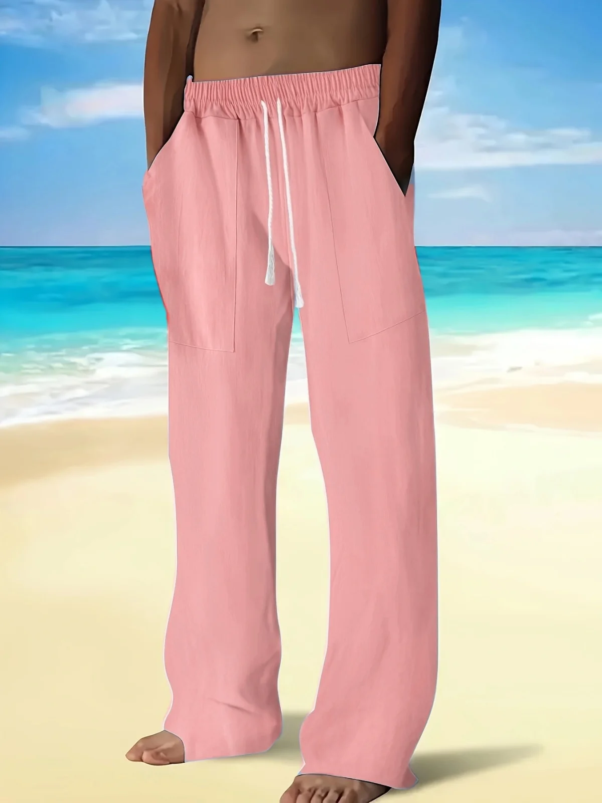 Men's Cotton And Linen Trousers, Spring And Summer Casual Sports Pants, Comfortable And Breathable Linen Pants, Straight Pants