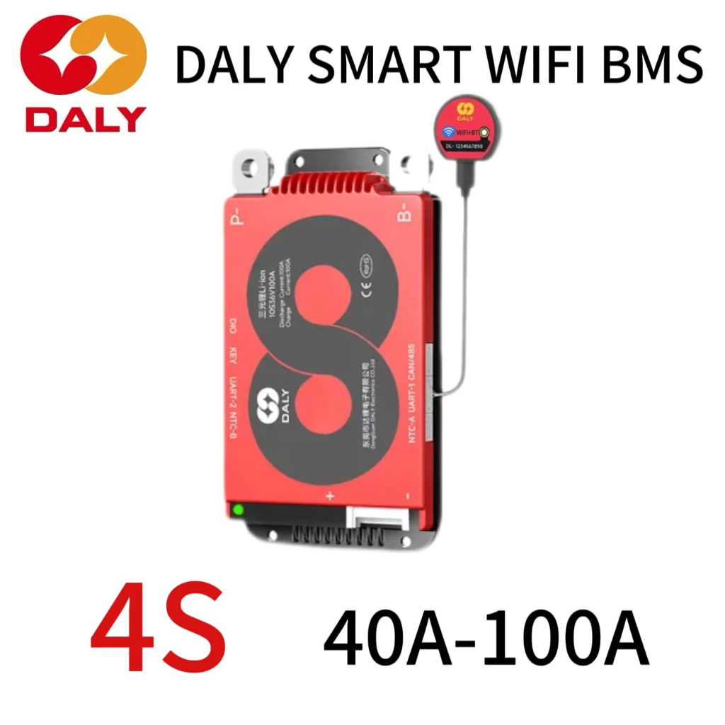 DALY Smart WIFI BMS LiFePo4 4S 12V 40A 60A 100A UART RS485 CAN Parallel Function For lithium battery EBike Energy Storage