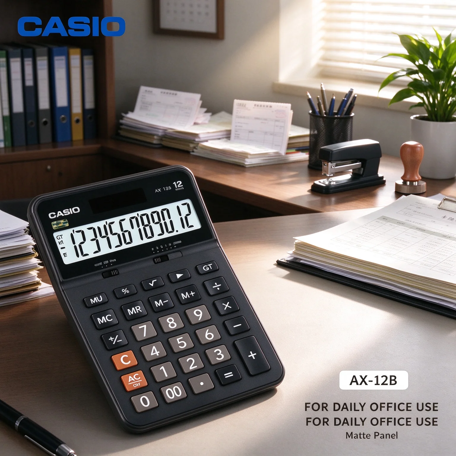 Casio Big Button Desktop Calculator MH12/DH12/DH14/MX12B/MX120B/AX12B/AX120B, clear screen for office accounting & daily finance