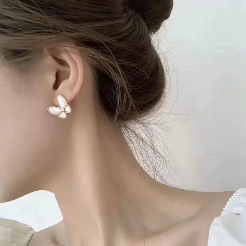 New Fashion Girl Exquisite Natural Beimu Butterfly Earrings, High end, Simplicity, Luxury for Wedding Wearing