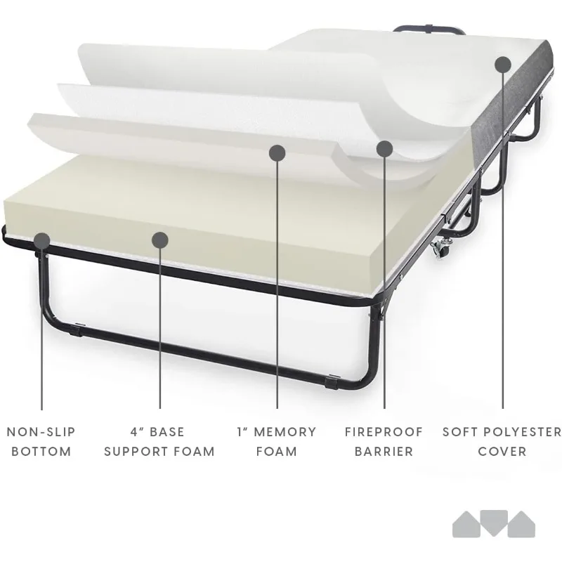 Cama plegable – Tamaño de cuna - con lujoso colchón de espuma viscoelástica y estructura súper resistente y resistente - 75" X 31