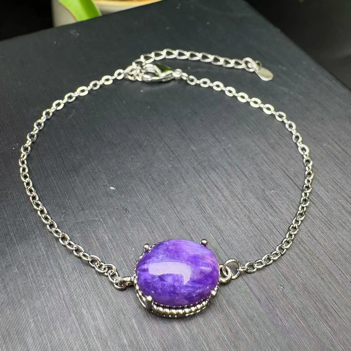 

1 шт. Fengbaowu натуральный чароит овальный браслет с кабошоном Рейки целебный камень модные украшения подарок для женщин и мужчин