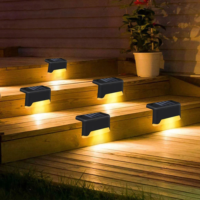 4 pçs ao ar livre caminho da escada luzes led solar powered luzes para casa jardim ao ar livre caminho quintal pátio escadas passos cerca luz da noite