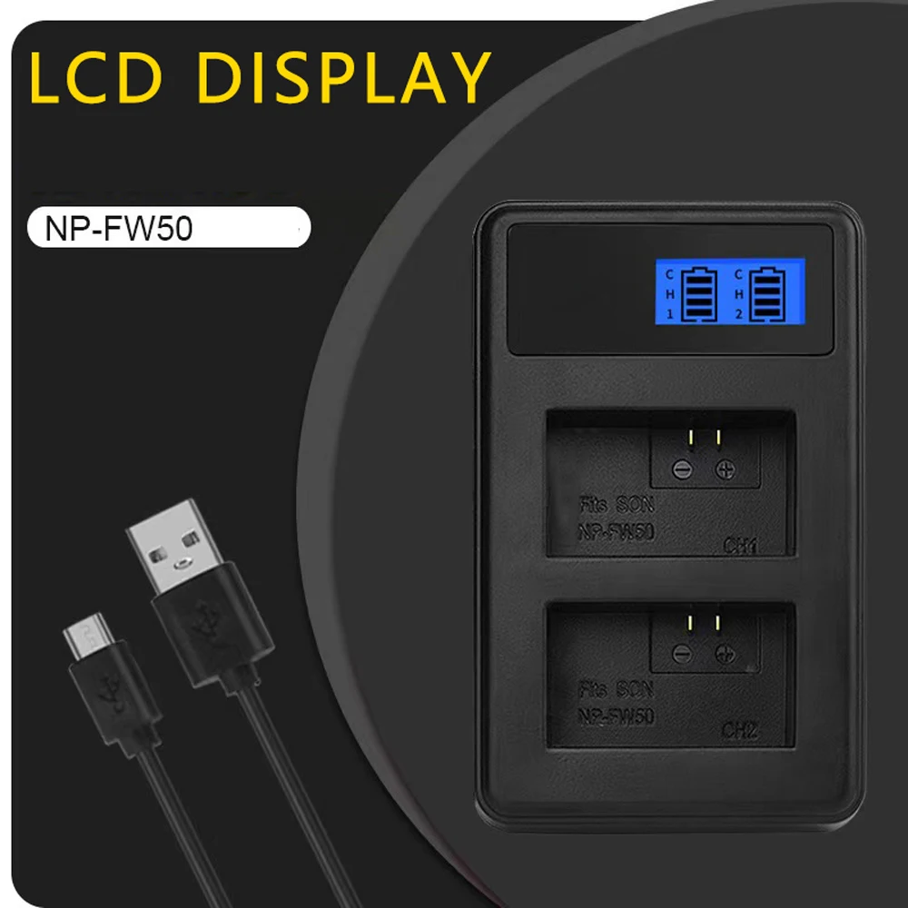 NP-FW50 LCD dual charger for Sony a6300 Alpha a6000 DSC-RX10 A5100 nex7 DSC-RX10 ILCE-7R