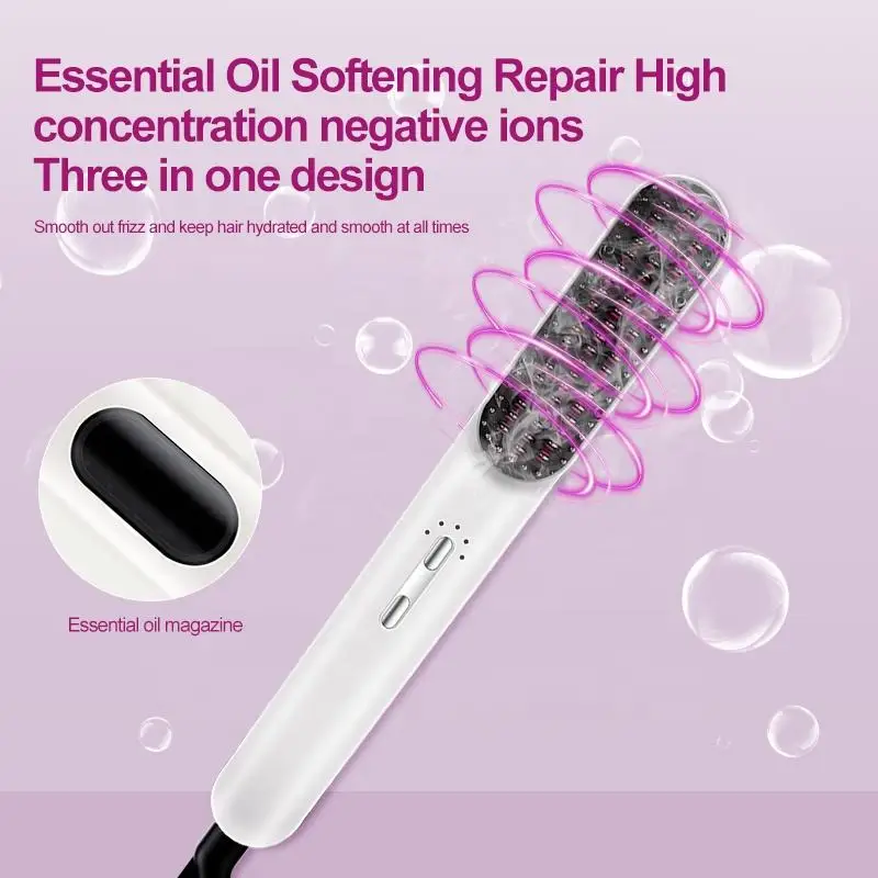 Electric Hair Brush Comb with Essential Oil Spray Plastic Handle Styling Function Home Hair Care & Head Follicle Repair