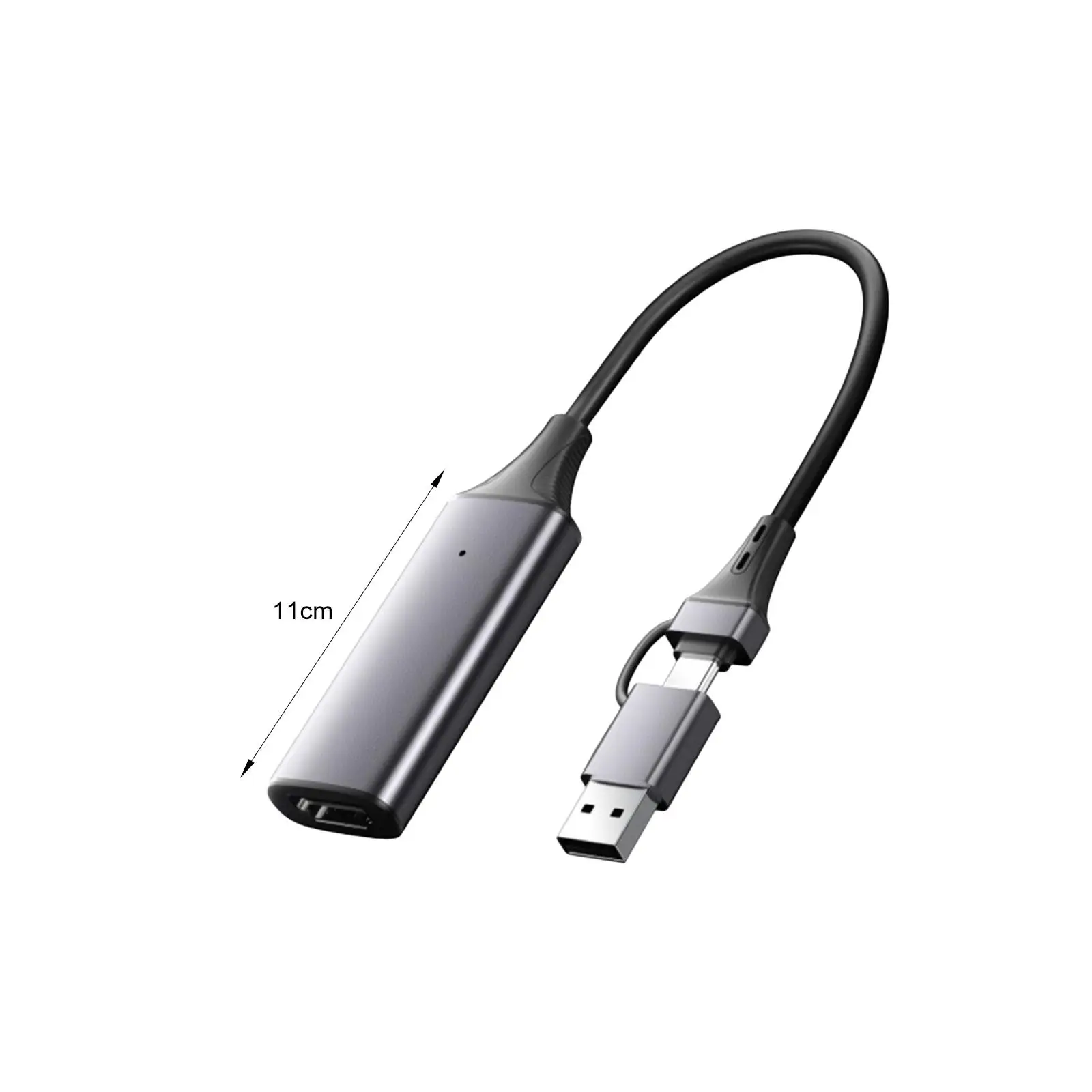 Card Video Grabber Adapter Compact 1080P ,Aluminum Alloy 4K 2 in 1 USB Type C for Game Recording Meeting