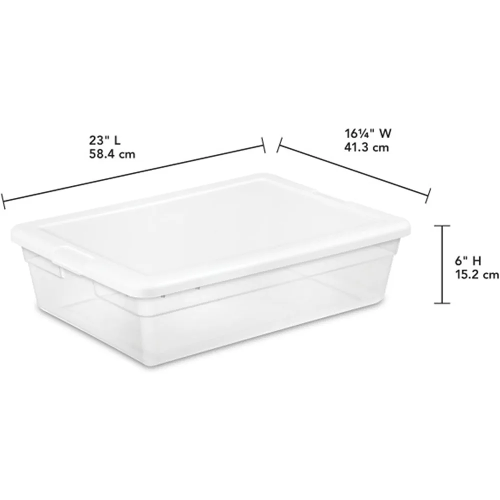 Sterilite 30-Pack Storage Box, Stackable Clear Plastic Bins with Snap-On Lids, 28 Quart