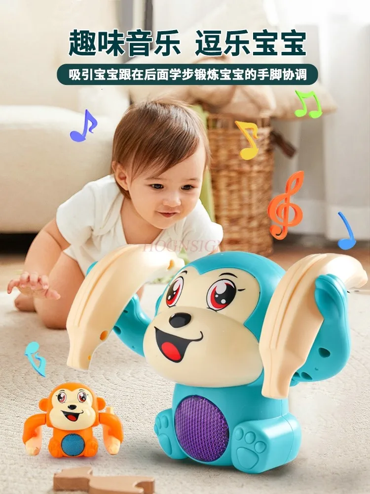 Rolling Monkey Electric Voice Controlled Luminescent Toy Little Monkey Baby Practicing Head Up Crawling