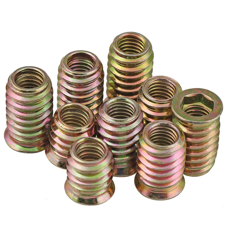 10pcs/50pcs M6 M8 M10 Zinc Alloy Iron Inside Carbon Steel Hex Socket Drive Insert Nuts Threaded For Wood Furniture