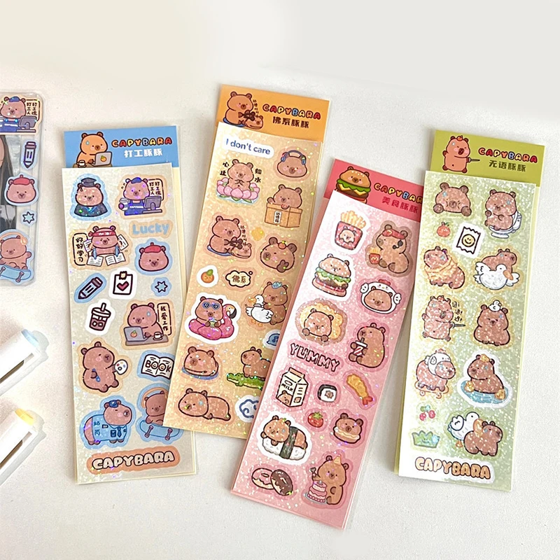 Cute Cartoon Creative Capybara Sticker Decoration Sticker Fashion Laser Sticker DIY Diary Decorative Stick Stationery