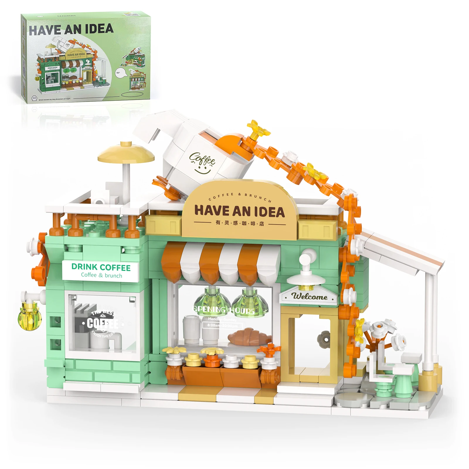 Cute Coffee Shop Building Blocks, City Street View Simulation Architecture Café Toy, Idea Present for Adults Teens Kids (315Pcs)