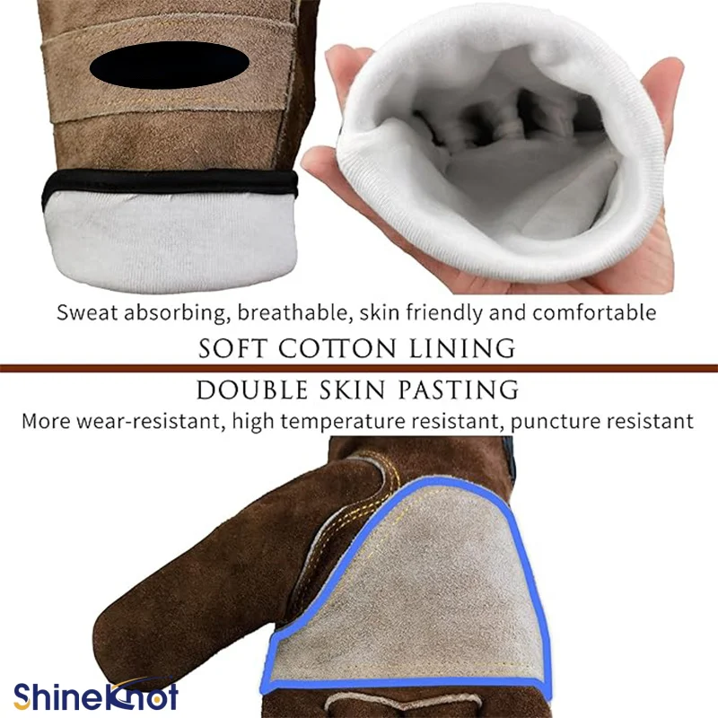 SHINEKNOT Welding Gloves Gardening Gloves Stab Resistant Gloves Outdoor Camping Wear-Resistant Cowhide Welding Gloves