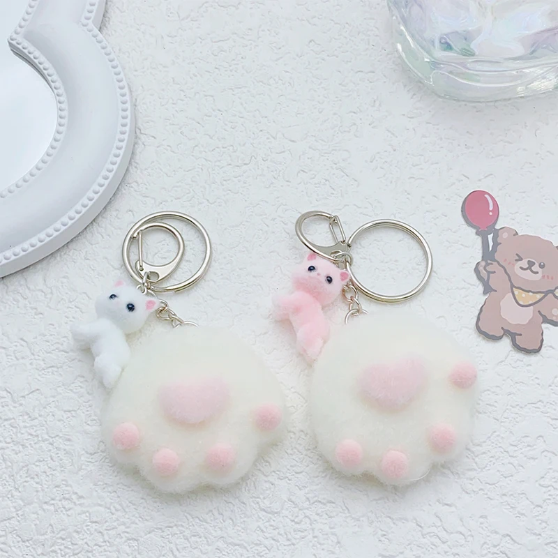 Kawaii Flocking Cat Pendant Phone Lanyard Cute Phone Chain Mobile Phone Charm Backpack Decoration Headphone Case Charm Gifts