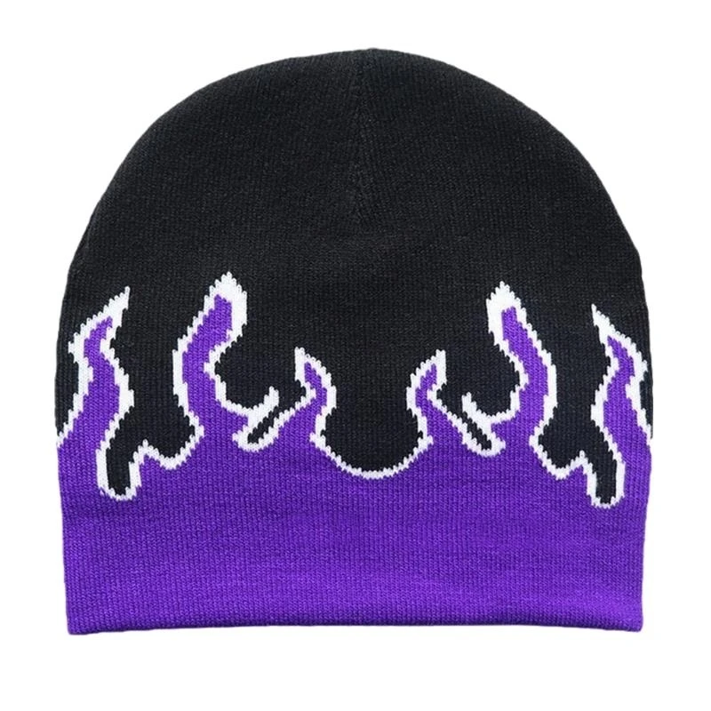 400A Y2K Flame Beanie Flame Skull Cap Skullies Beanie Beanie
