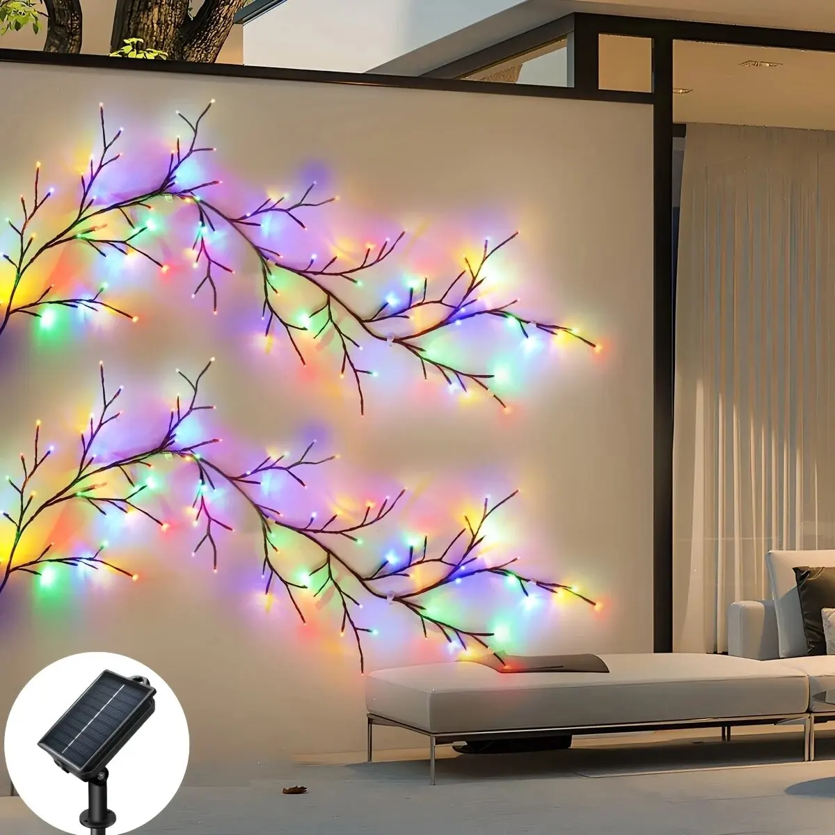 

Solar Colorful Fairy String Light,Outdoor Waterproof DIY Willow Vine Lamp,Wall Decor Light For Garden,Porch,Shop,Terrace,Pathway