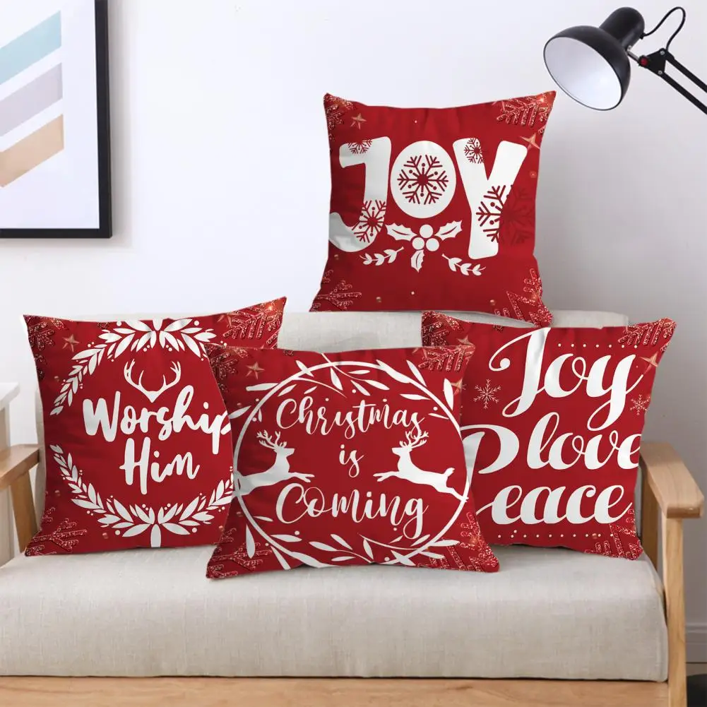 Christmas Cushion Cover Washable Living Room Sofa Couch Throw Pillow Case Office Home Dorm Hotel Christmas Throw Cushion Cover