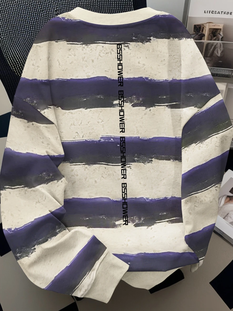 

2025 New Heavyweight Tie Dye Striped round Ne Sweatirt ex Spring Autumn Loose Couple Tops Faionable Youthwear