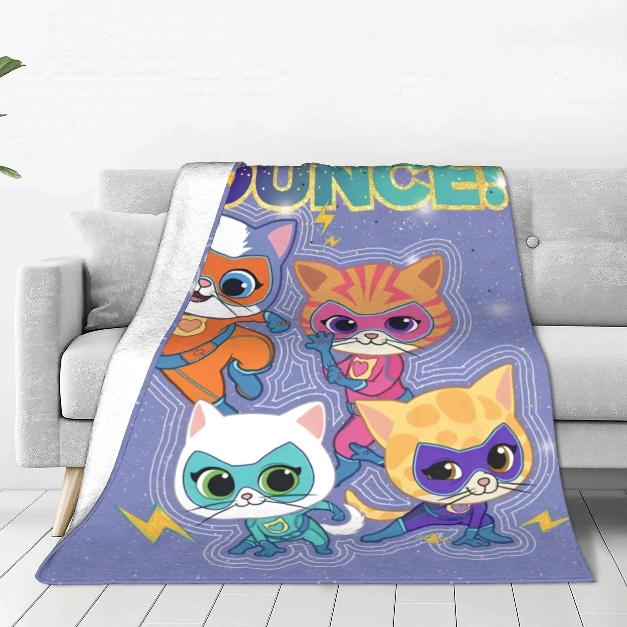 Super Kitties Cats Pounce Blanket Flannel All Season Battle Adventures Portable Super Soft Throw Blanket Travel Bedding Quilt