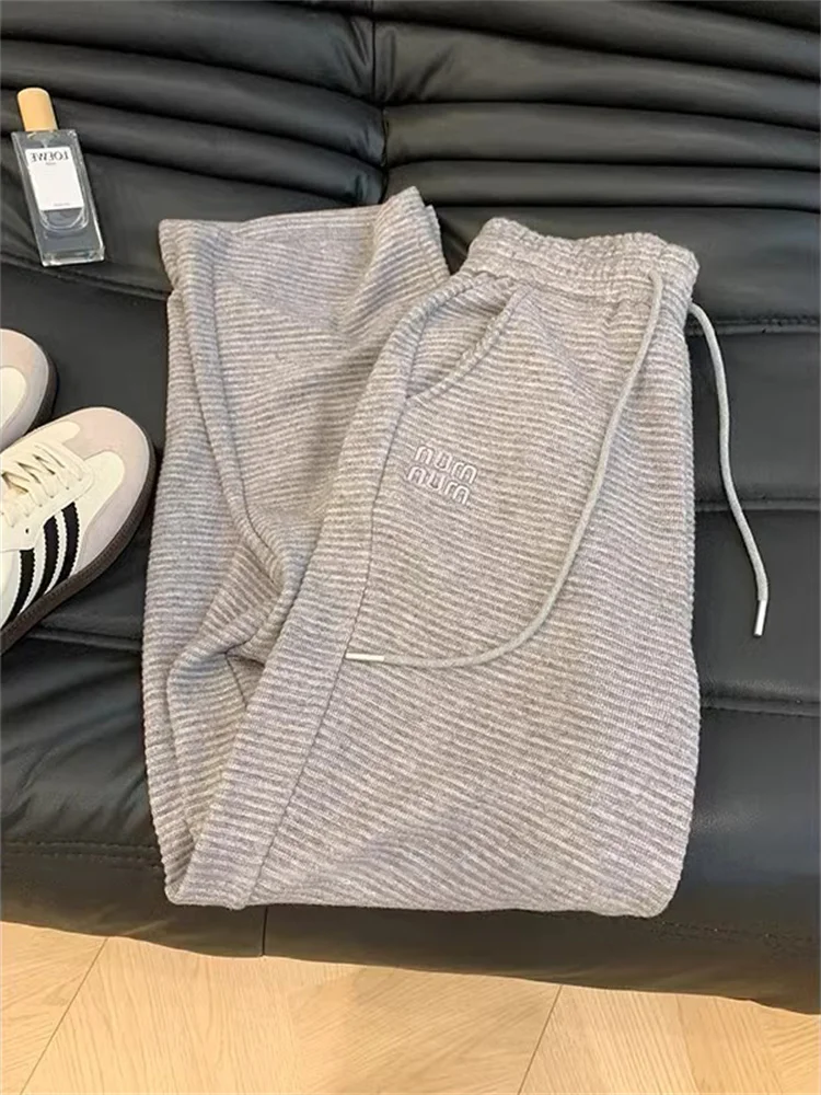 ey Pantalon décontracté amincissant taille haute taille élastique pour hommes et femmes début du printemps pantalon long doux haut de gamme polyvalent Simp...