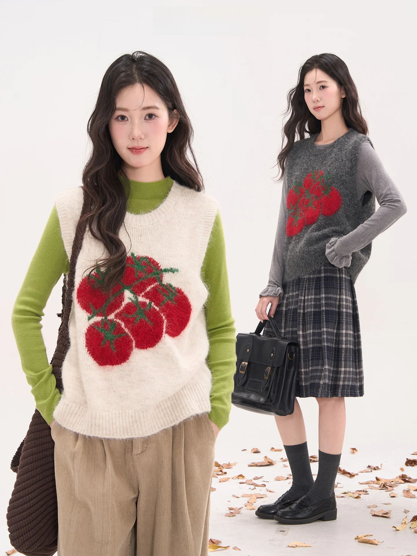 

Heme Knitted ato Pattern Vest Women's Faion Autumn Winter Warm Knitwear Knot Detail No Sve round Ne Top